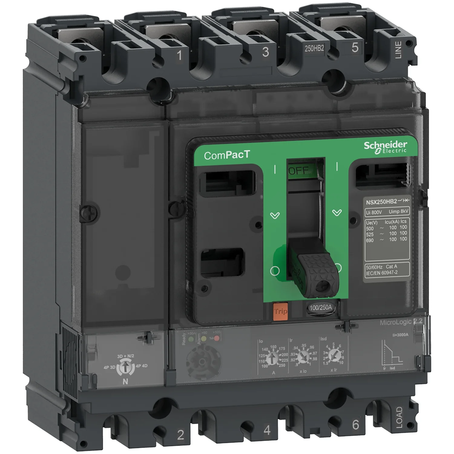 3P/4P MCCB 100–630 A